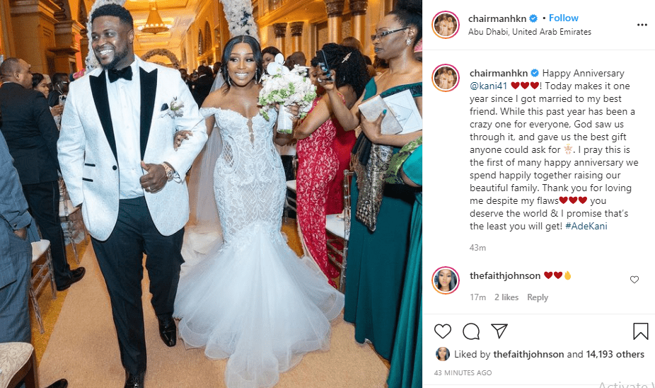 Davido's brother, Adewale celebrates first anniversary with wife, Kani