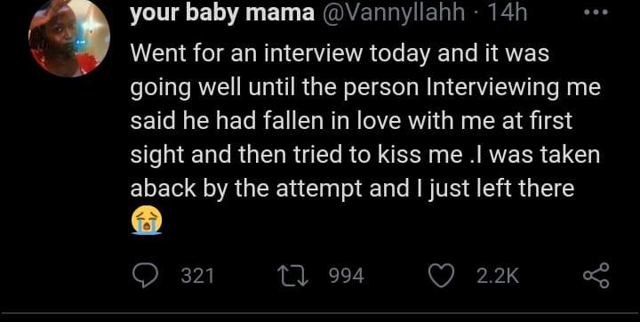 lady interviewer kissing session