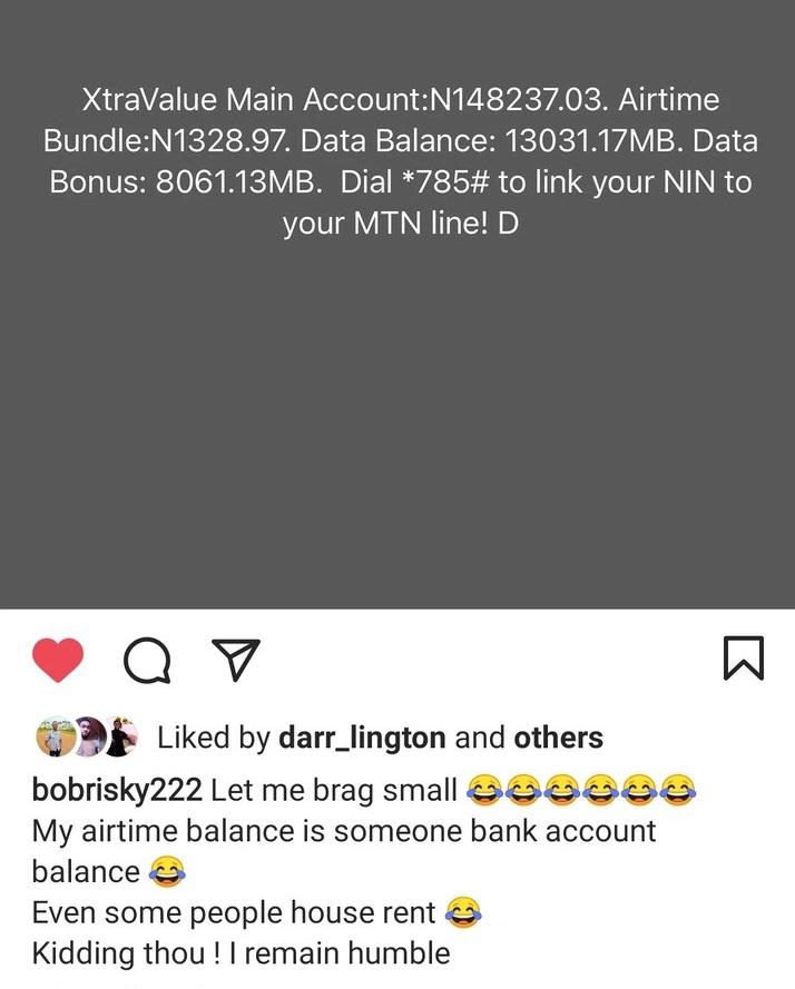 "My airtime balance is someone's bank balance" - Bobrisky flaunts N148K airtime, calls it someone else's bank balance