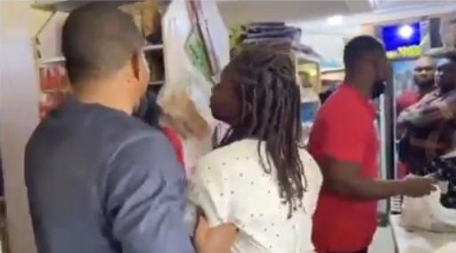 Side chick confronts married man while shopping for his wife (Video)