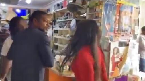 Side chick confronts married man while shopping for his wife (Video)