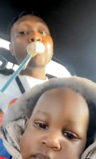 "What's his obsession with baby stuff" - Reactions as Zlatan Ibile snatches pacifier from son (Video)