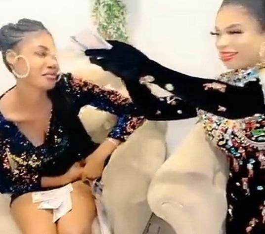 Bobrisky flies fan from Ivory Coast to Nigeria, spoils her with money (Video)