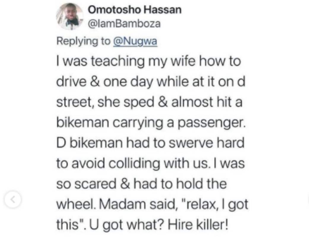 Men share hilarious experiences on teaching their women how to drive