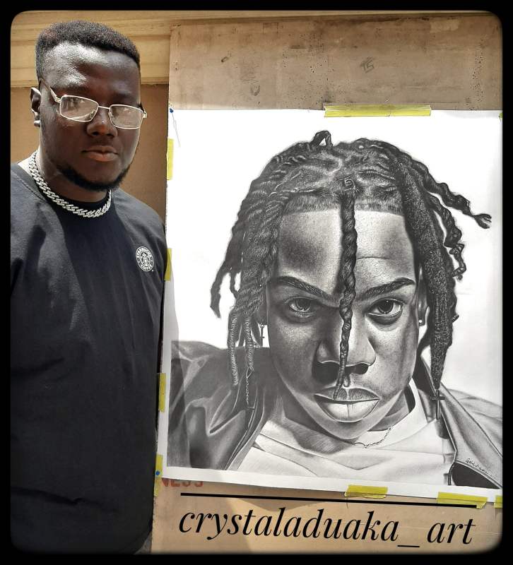 Rema rewards artist who spent 100 hours sketching a portrait of him