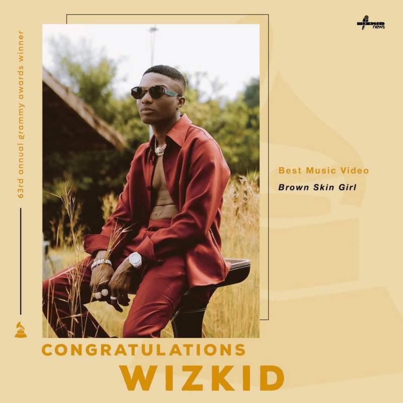 #Grammys: Wizkid wins “Best Music Video” award