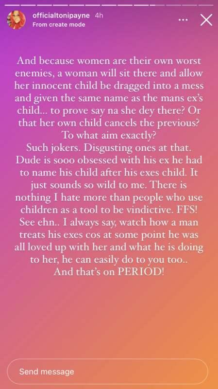 "Vengeful man did it to spite his ex" - Toni Payne blast Churchill for naming son 'King'