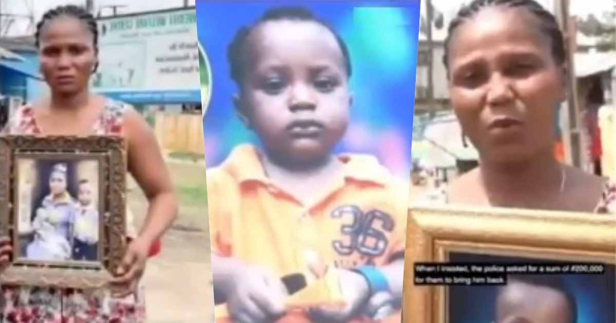 "Police gave my missing child to stranger, demands N200K to get him back" - Woman cries for help (Video)