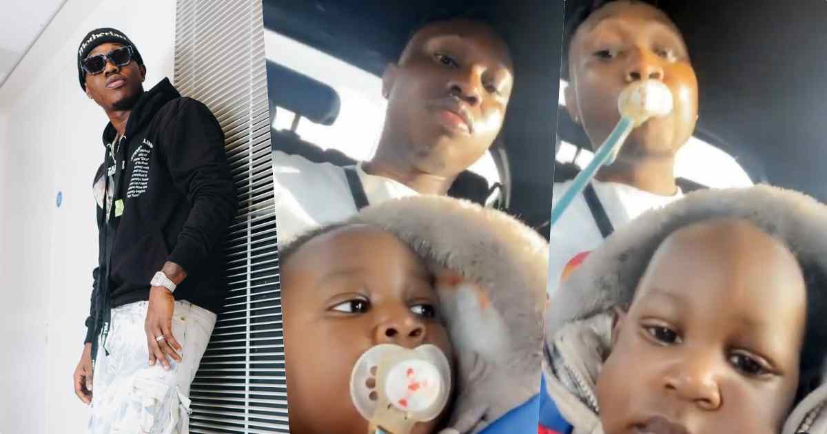"What's his obsession with baby stuff" - Reactions as Zlatan Ibile snatches pacifier from son (Video)