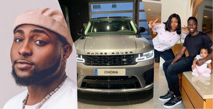 "This is the real assurance" - Davido dragged as Kenneth Omeruo Gifts wife Range Rover