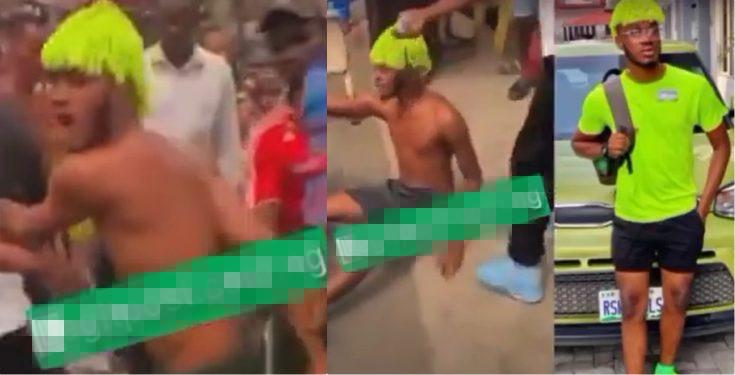 “I no fit kill my mama" - Suspected yahoo boy cries out while running naked (Video)