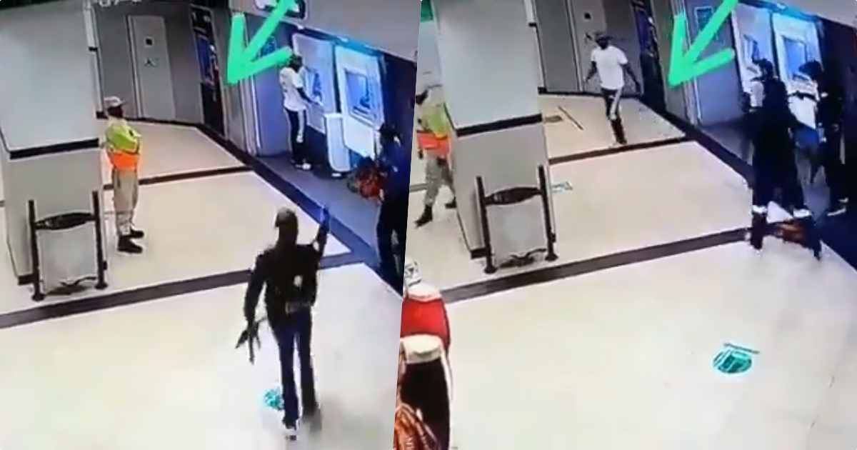 Moment security officer walked away unconcerned as robbers takeover store (Video)