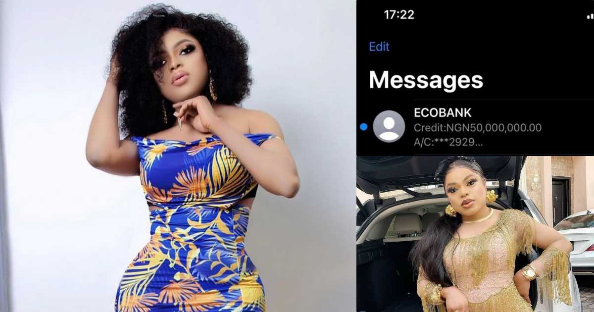 "Givers never lack" - Bobrisky says as he flaunts N50M credit alert