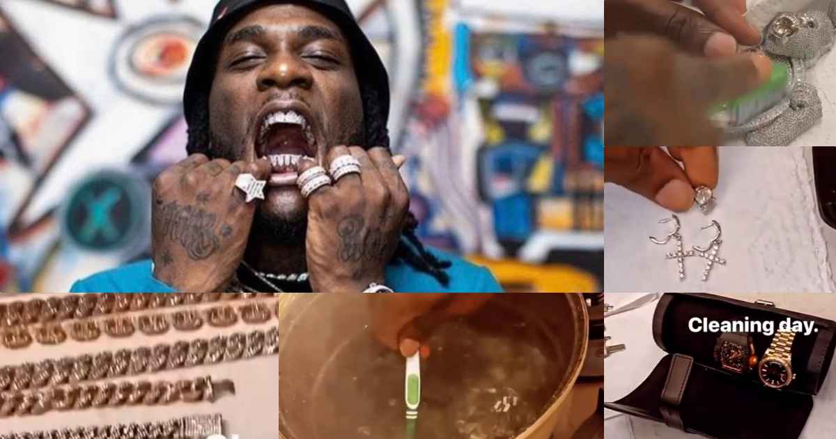 ‘Cleaning Day’ – Burna Boy says as he flaunts collection of expensive jewelries (Video)