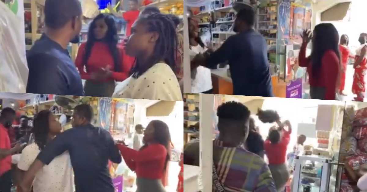 Side chick confronts married man while shopping for his wife (Video)