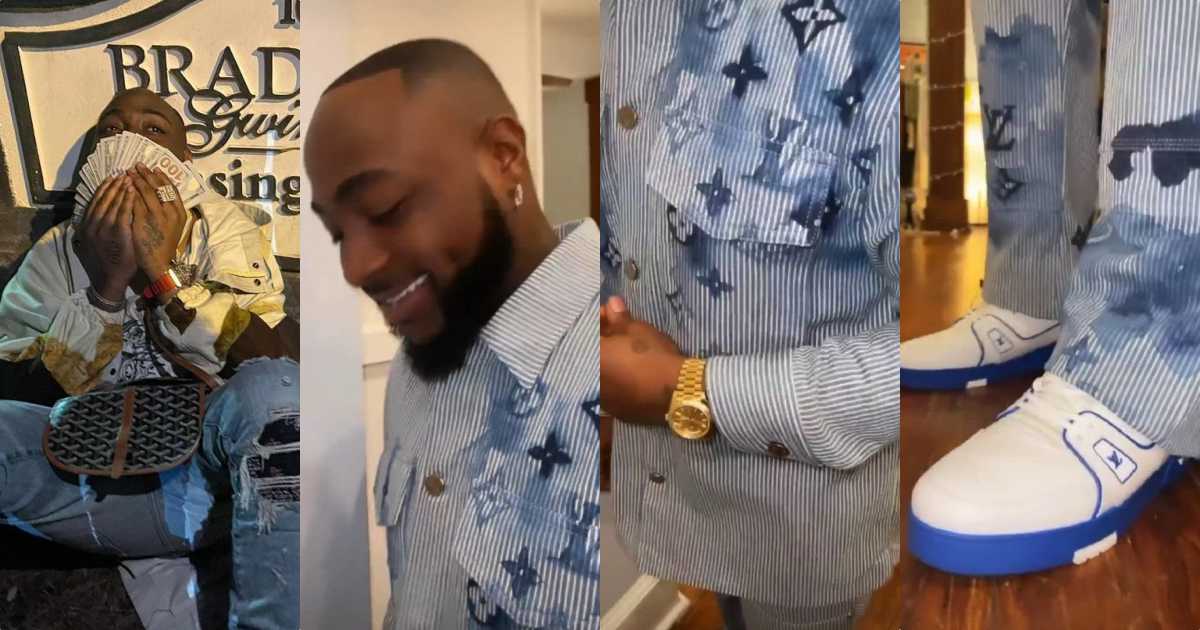 Check out Davido's million naira Louis Vuitton designer outfit (Photos)