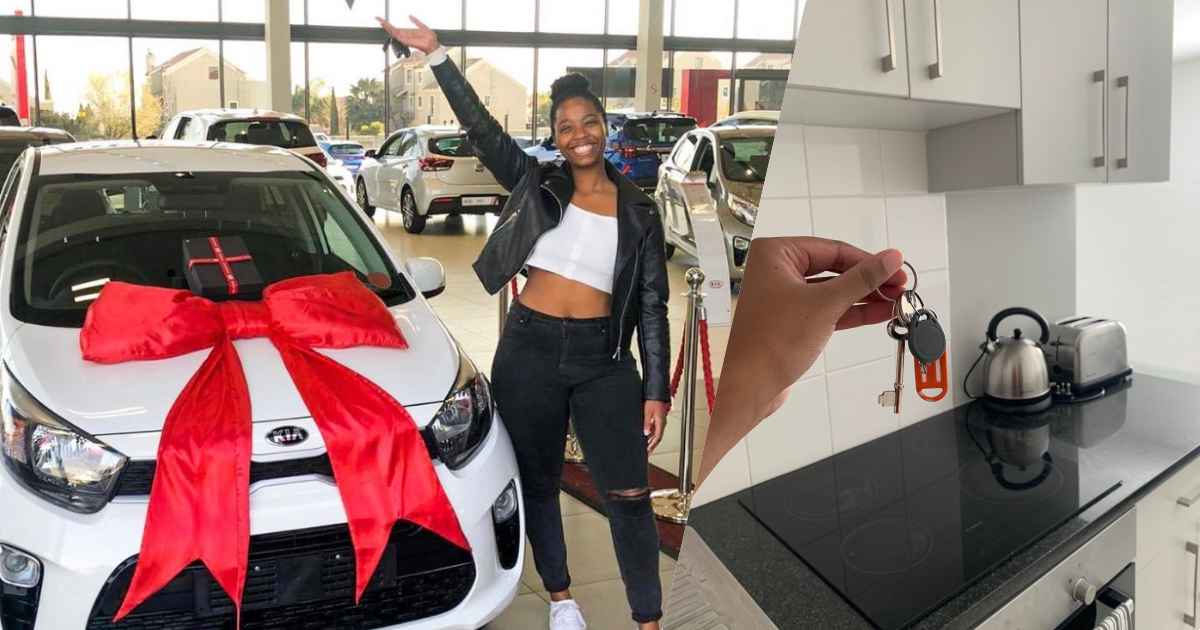 Lady celebrates as she acquires new apartment and car within a year