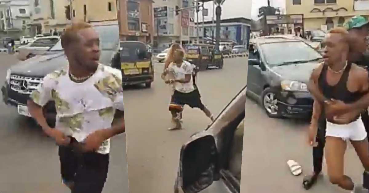 Man jumps out of Benz, starts shouting "I don't need your money again, stop following me" (Video)