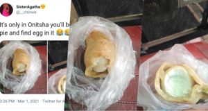 Lady in shock after finding whole boiled egg inside meat pie