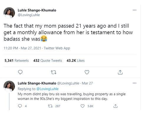 monthly allowances late mother