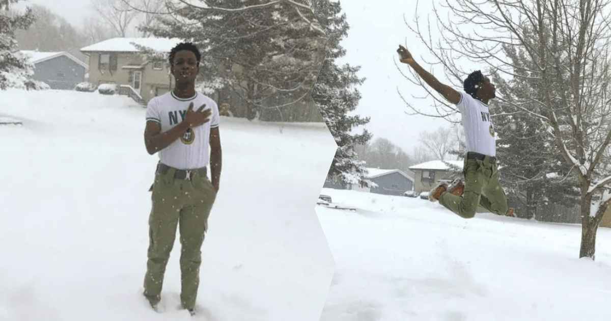 Reactions as man posts pictures of himself wearing NYSC uniform in snowy environment