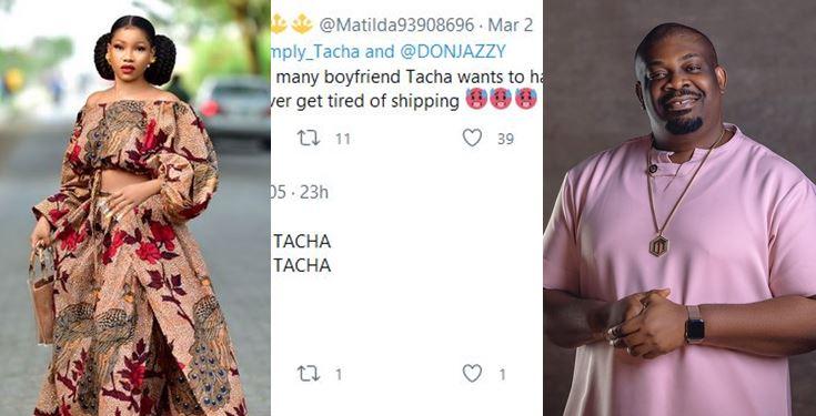 Nigerians react to Tacha shooting her shot at Don Jazzy
