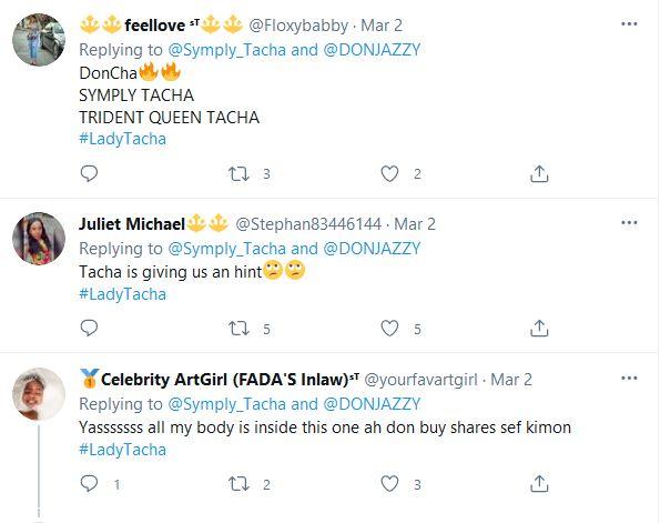 Nigerians react to Tacha shooting her shot at Don Jazzy