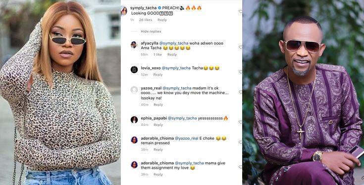 Popular Big Brother Naija star, Natacha Akide, largely known by her nickname Tacha, has caused series of rants and reactions on social media after she left a comment on the photos shared by her alleged lover, Fadda Dickson.