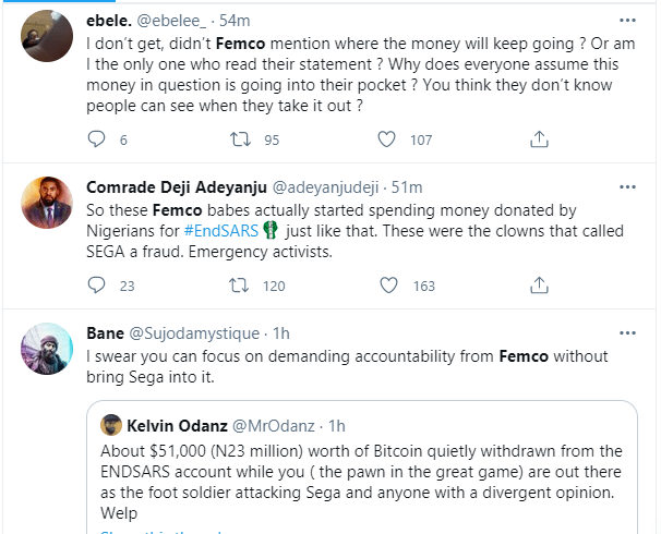 Reactions as Feminist Coalition 'silently' withdraws N23M Bitcoin donated for #EndSARS protest