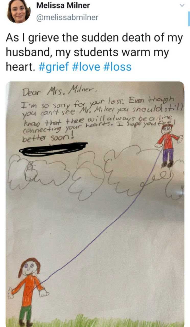 Teacher who lost her husband shares touching letter from student 