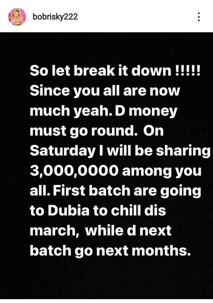 "Since you are much, I'll be sharing N3m among you all" - Bobrisky cuts down reward of fans that tattooed his name or face