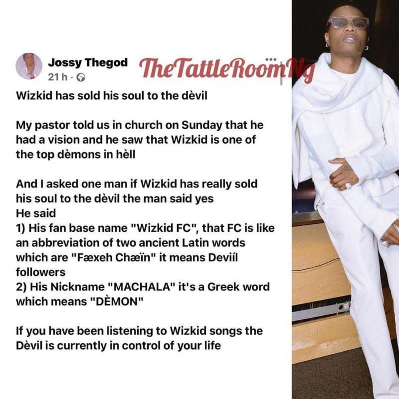 "My pastor says Wizkid is one of the demons in hell; Machala means devil" - Man claims