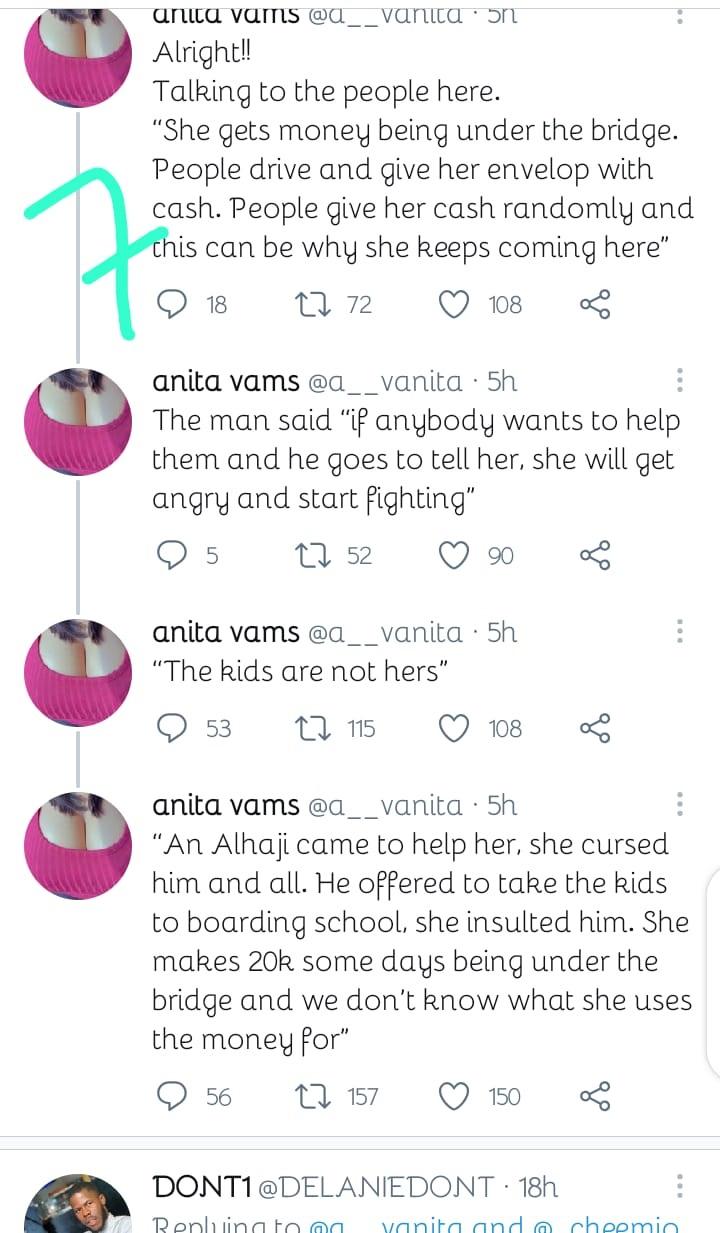 woman begs children