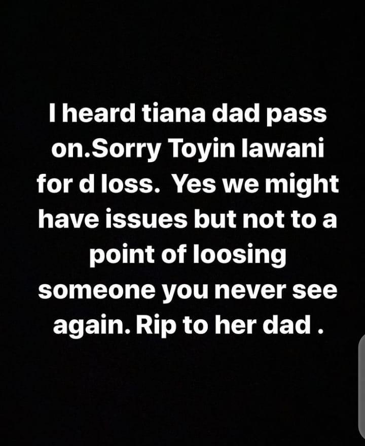 Bobrisky condolence Toyin Lawani