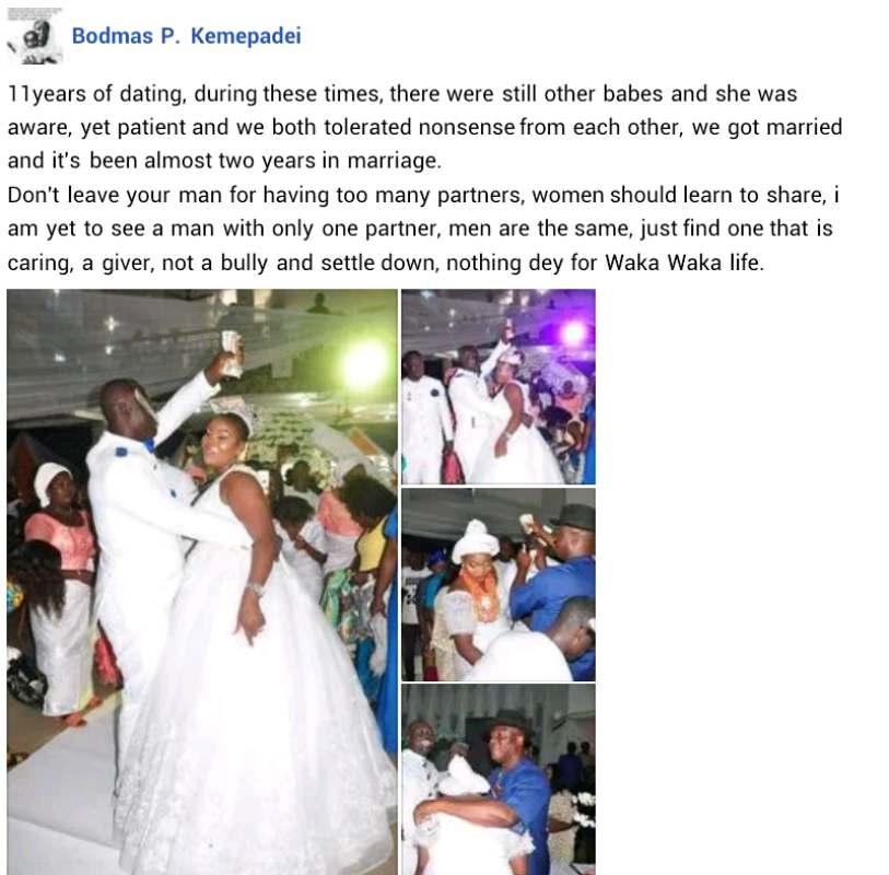 "Learn to share your man" - Man celebrates second anniversary with wife he dated for 11 years 