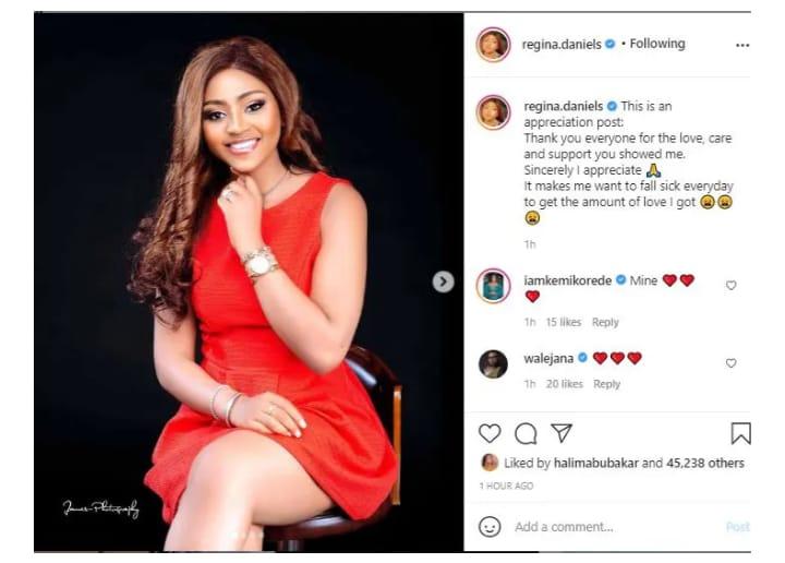 Regina Daniels appreciate family
