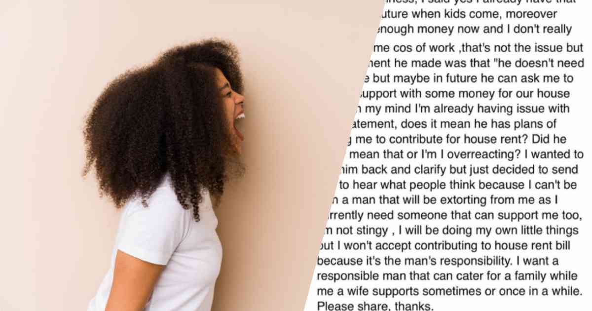 "I can never support my husband with house rent, it's his responsibility" - Lady laments