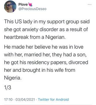 dumped Nigerian US lady