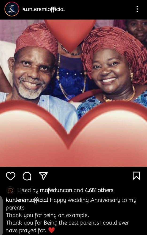 Kunle Remi parents anniversary