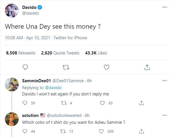 "Where una dey see this money?" - Davido question fans hours after dashing out N1M