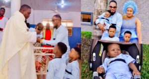 Actor, Jnr Pope and wife dedicates their six-month-old baby (Photos)