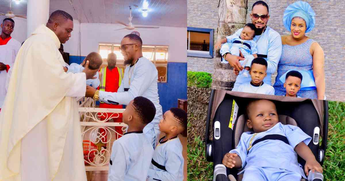 Actor, Jnr Pope and wife dedicates their six-month-old baby (Photos)