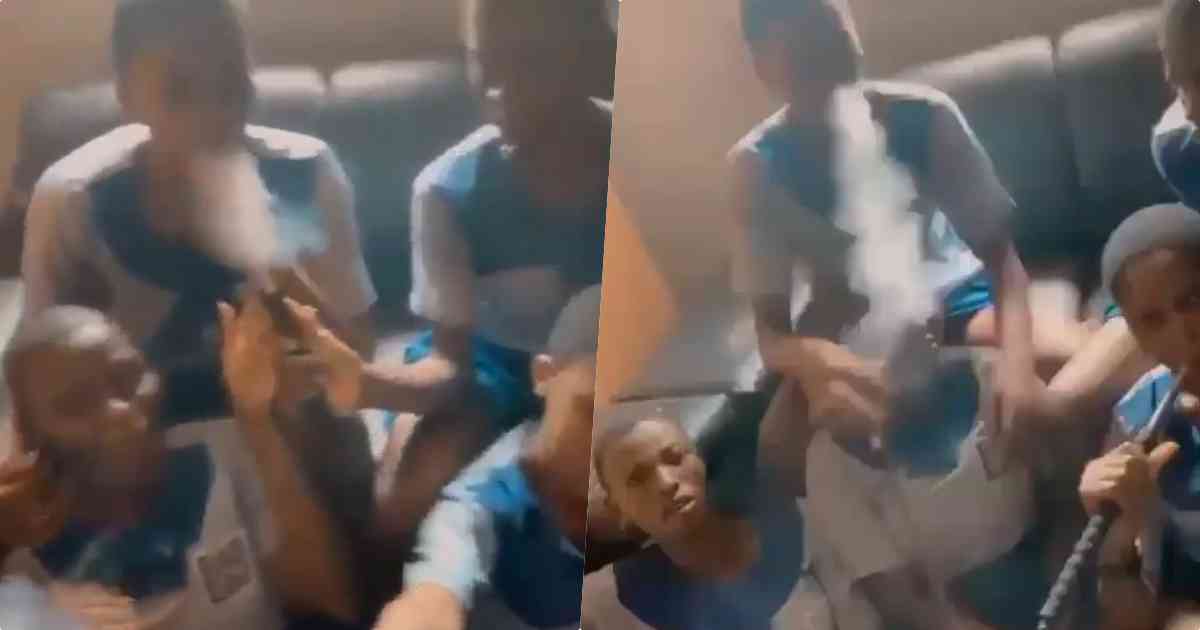 Shocking footage of secondary school students smoking shisha (Video)