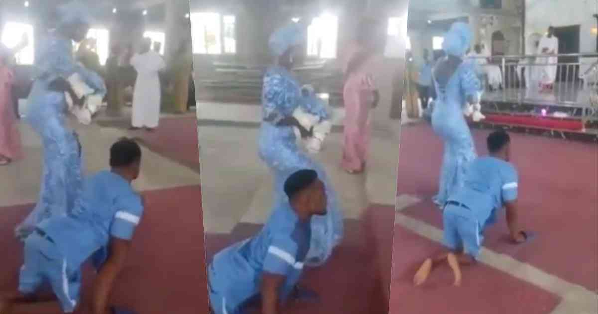 "Love is powerful" - Reactions as physically challenged man dances to altar with wife (Video)