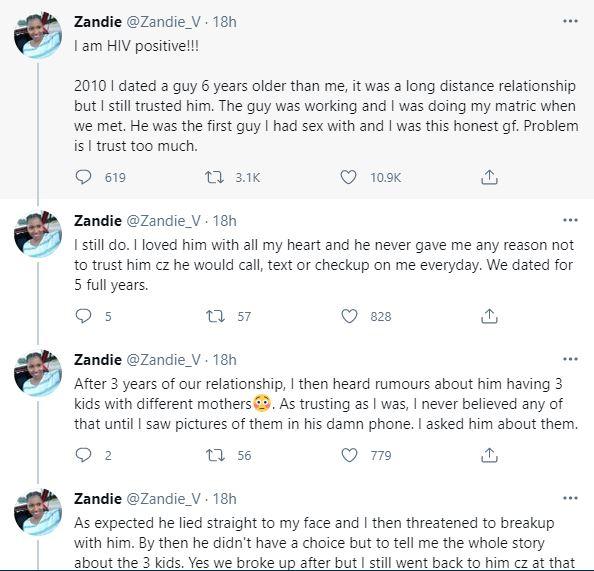 Lady narrates how her first boyfriend who has kids with three other women infected her with HIV