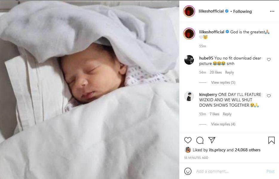 Lil Kesh First Child