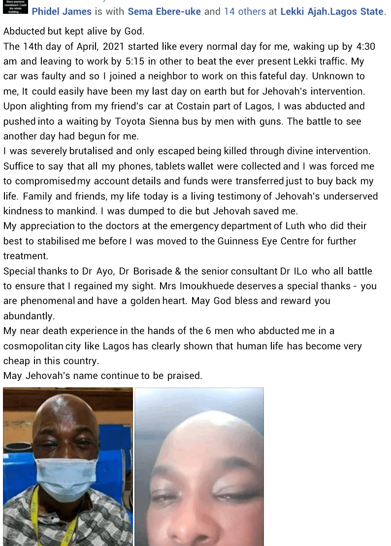 Kidnappers Gunmen Man Experience