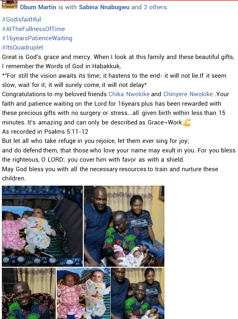 16 Years Childless marriage Quadruplets couple