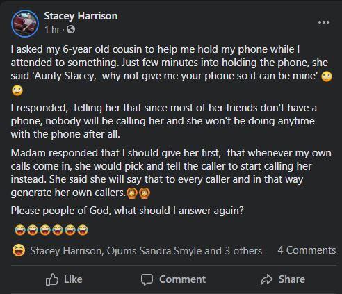 Social media lady phone 6 years old cousin
