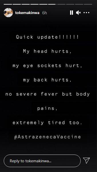 Toke Makinwa COVID-19 Vaccine